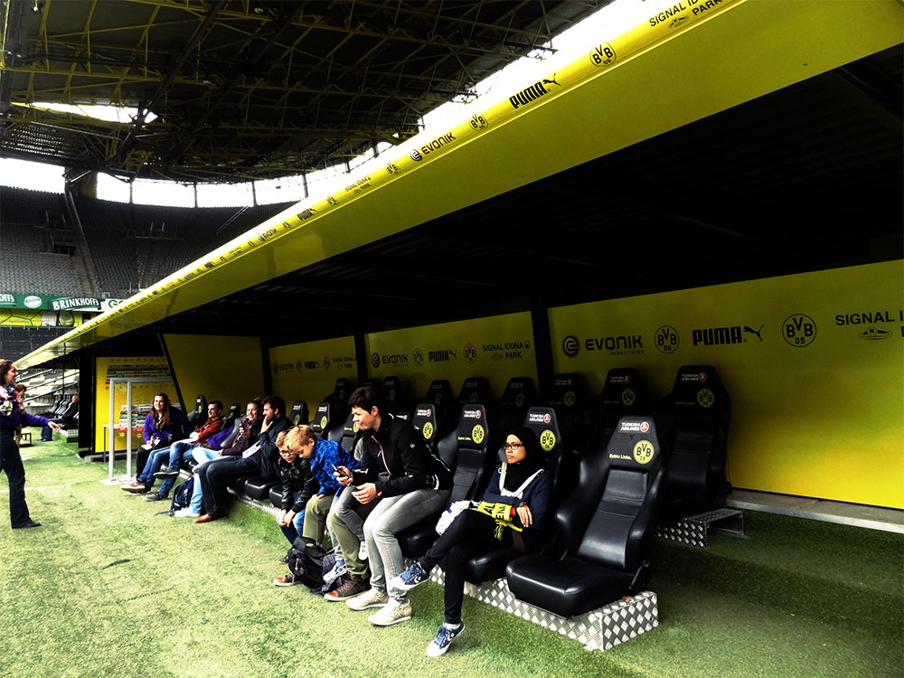 Player bench which I swear have the comfiest chair. No wonder they always look so comfortable sitting there